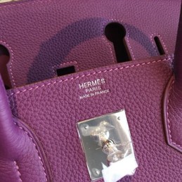 Replica Hermes Purple Birkin 30 Textured Leather Bag