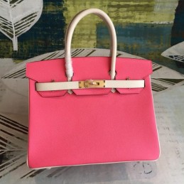 Replica Hermes Red Birkin 30 Contrast Stitch Bag
