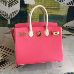 Replica Hermes Red Birkin 30 Contrast Stitch Bag