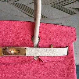 Replica Hermes Red Birkin 30 Contrast Stitch Bag