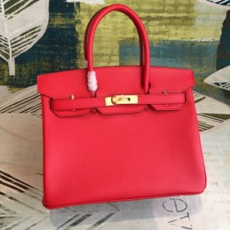 Replica Hermes Red Birkin 30 Gold Hardware Bag