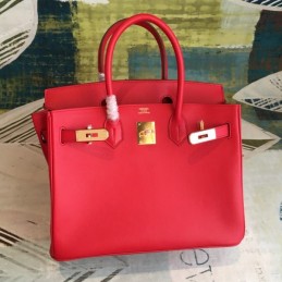 Replica Hermes Red Birkin 30 Gold Hardware Bag