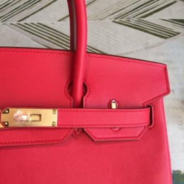 Replica Hermes Red Birkin 30 Gold Hardware Bag