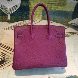 Replica Hermes Burgundy Birkin 30 Contrast Stitch Bag
