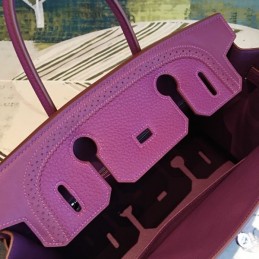 Replica Hermes Burgundy Birkin 30 Contrast Stitch Bag