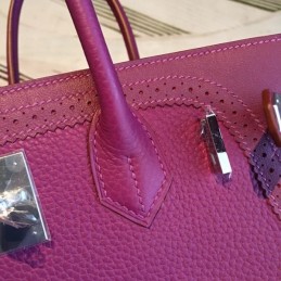 Replica Hermes Burgundy Birkin 30 Contrast Stitch Bag