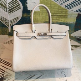 Replica Hermes White Birkin 35 Palladium Hardware Bag