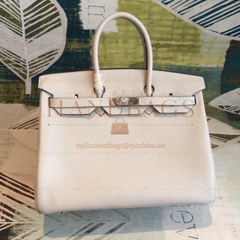 Replica Hermes White Birkin 35 Palladium Hardware Bag