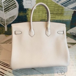Replica Hermes White Birkin 35 Palladium Hardware Bag