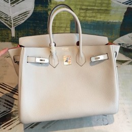 Replica Hermes White Birkin 35 Palladium Hardware Bag