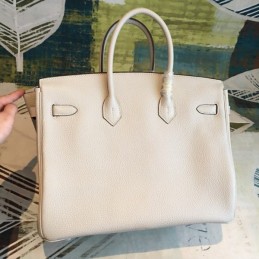 Replica Hermes White Birkin 35 Palladium Hardware Bag