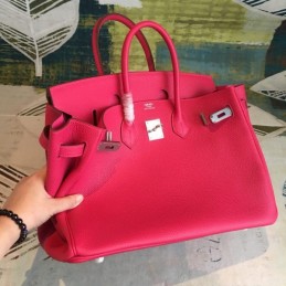 Replica Hermes Pink Birkin 35 Palladium Hardware Bag