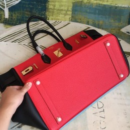 Replica Hermes Red Blue Colorblock Birkin 40 Gold Hardware Bag