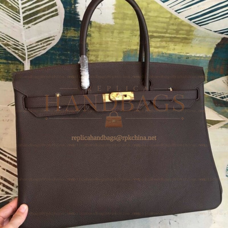 Replica Hermes Dark Brown Birkin 40 Gold Hardware Bag