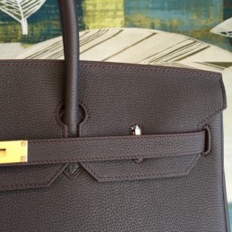 Replica Hermes Dark Brown Birkin 40 Gold Hardware Bag