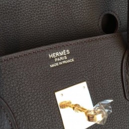 Replica Hermes Dark Brown Birkin 40 Gold Hardware Bag