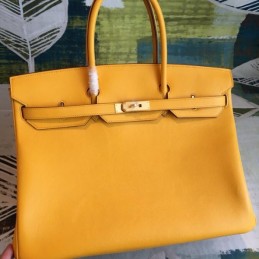 Replica Hermes Yellow Birkin 40 Gold Hardware Bag
