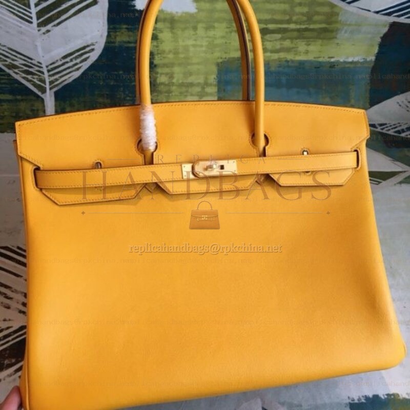 Replica Hermes Yellow Birkin 40 Gold Hardware Bag