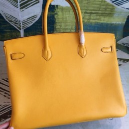 Replica Hermes Yellow Birkin 40 Gold Hardware Bag