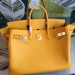 Replica Hermes Yellow Birkin 40 Gold Hardware Bag