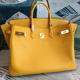 Replica Hermes Yellow Birkin 40 Gold Hardware Bag