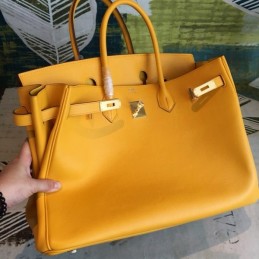 Replica Hermes Yellow Birkin 40 Gold Hardware Bag