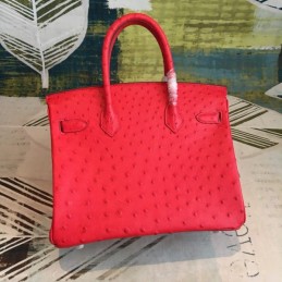 Replica Hermes Red Ostrich Leather Birkin 30 Bag