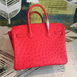 Replica Hermes Red Ostrich Leather Birkin 30 Bag