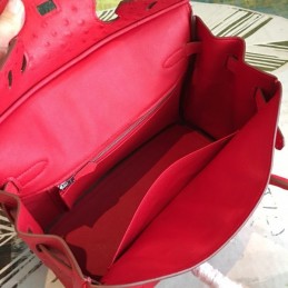 Replica Hermes Red Ostrich Leather Birkin 30 Bag