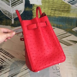 Replica Hermes Red Ostrich Leather Birkin 30 Bag
