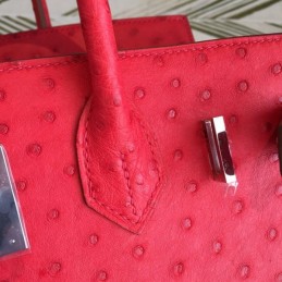 Replica Hermes Red Ostrich Leather Birkin 30 Bag