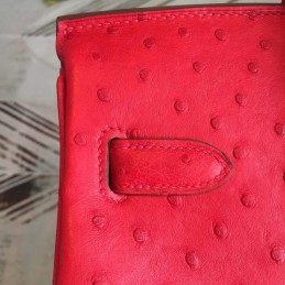 Replica Hermes Red Ostrich Leather Birkin 30 Bag