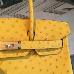 Replica Hermes Yellow Ostrich Leather Birkin 30 Bag