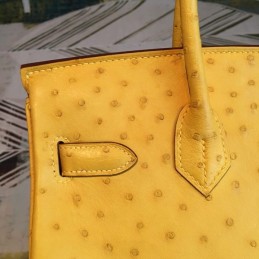 Replica Hermes Yellow Ostrich Leather Birkin 30 Bag