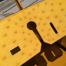 Replica Hermes Yellow Ostrich Leather Birkin 30 Bag