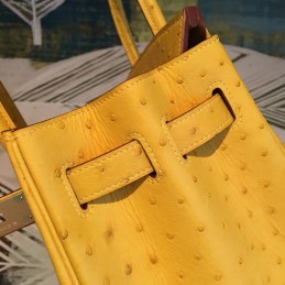 Replica Hermes Yellow Ostrich Leather Birkin 30 Bag