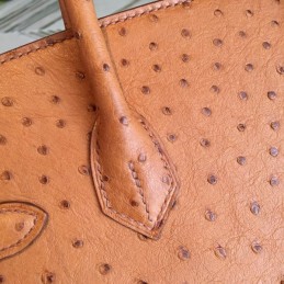 Replica Hermes Orange Ostrich Leather Birkin 30 Bag