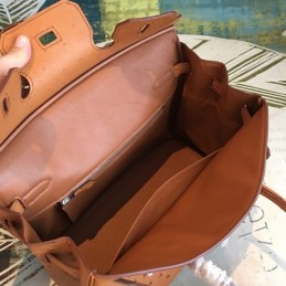 Replica Hermes Orange Ostrich Leather Birkin 30 Bag