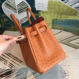 Replica Hermes Orange Ostrich Leather Birkin 30 Bag