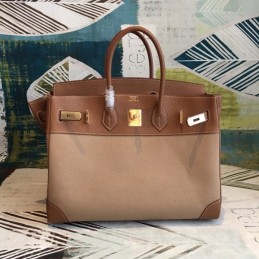 Replica Hermes Beige Brown Birkin 35 Bag