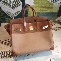 Replica Hermes Beige Brown Birkin 35 Bag