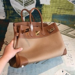 Replica Hermes Beige Brown Birkin 35 Bag