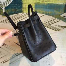 Replica Hermes Black Ostrich Leather Birkin 25 Bag