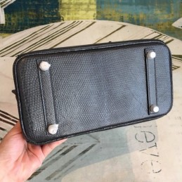 Replica Hermes Black Textured Birkin 25 Palladium Hardware Bag