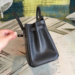 Replica Hermes Black Textured Birkin 25 Palladium Hardware Bag