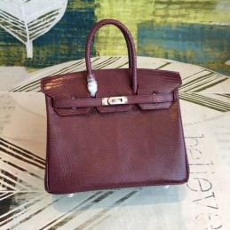 Replica Hermes Burgundy Birkin 25 Palladium Hardware Bag