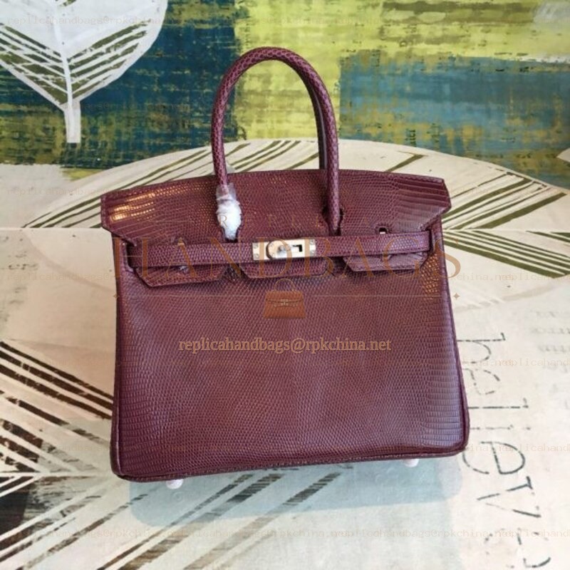 Replica Hermes Burgundy Birkin 25 Palladium Hardware Bag