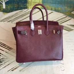 Replica Hermes Burgundy Birkin 25 Palladium Hardware Bag