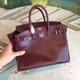 Replica Hermes Burgundy Birkin 25 Palladium Hardware Bag