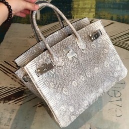 Replica Hermes Gray Monogram Print Birkin 30 Bag